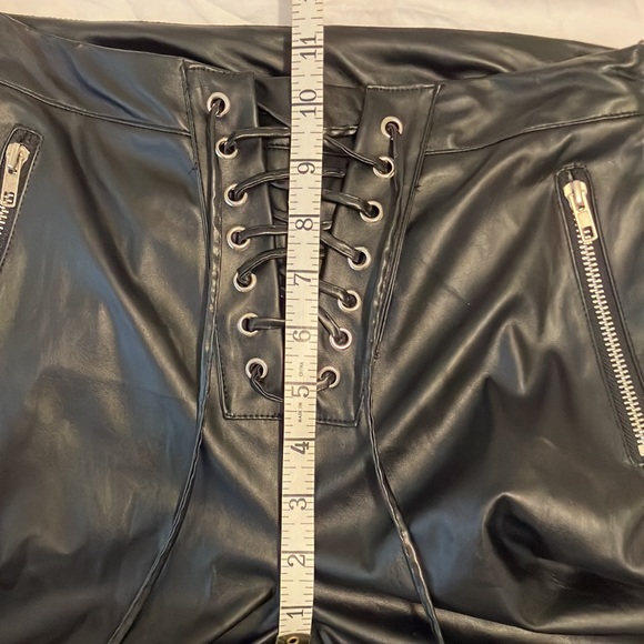 NWT Misguided Black, faux, leather lace up front flare leg pants - Picture 10 of 12